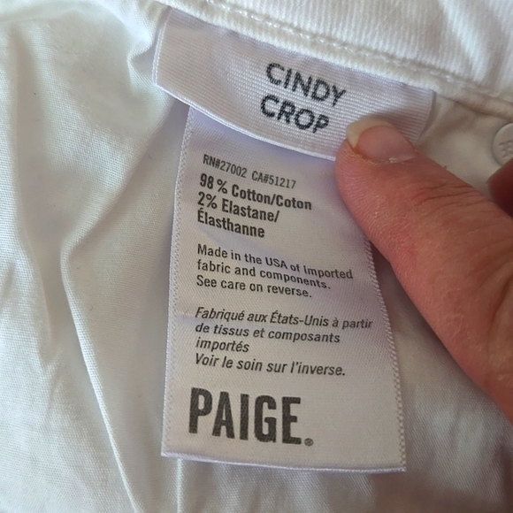 PAIGE ▪︎ Women's Cindy Crop, Raw Hem in White, Size 31, Like New - Picture 13 of 15